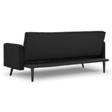 NNEDSZ Sarantino Tufted Faux Linen 3-Seater Sofa Bed with Armrests - Black