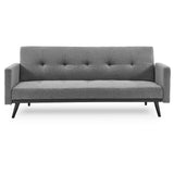NNEDSZ Sarantino Tufted Faux Linen 3-Seater Sofa Bed with Armrests - Light Grey
