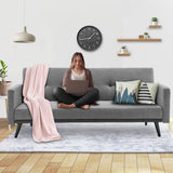 NNEDSZ Sarantino Tufted Faux Linen 3-Seater Sofa Bed with Armrests - Light Grey