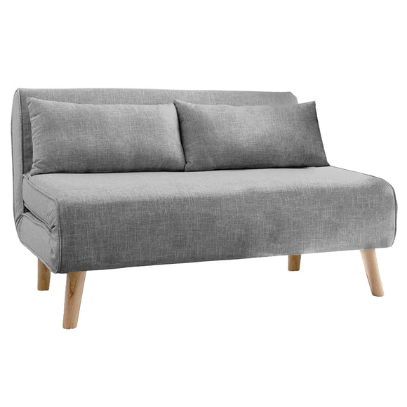 NNEDSZ Sarantino 2-Seater Adjustable Sofa Bed Lounge Faux Linen - Grey