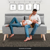 NNEDSZ Sarantino 2-Seater Adjustable Sofa Bed Lounge Faux Linen - Grey