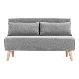 NNEDSZ Sarantino 2-Seater Adjustable Sofa Bed Lounge Faux Linen - Grey