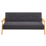 NNEDSZ Sarantino 3 Seater Linen Fabric Wood Sofa Bed Lounge Couch Dark Grey