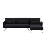 NNEDSZ Sarantino  Mia 3-Seater Sofa Bed with Chaise & 3 Pillows - Black