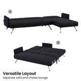 NNEDSZ Sarantino  Mia 3-Seater Sofa Bed with Chaise & 3 Pillows - Black