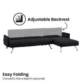 NNEDSZ Sarantino  Mia 3-Seater Sofa Bed with Chaise & 3 Pillows - Black