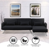 NNEDSZ Sarantino  Mia 3-Seater Sofa Bed with Chaise & 3 Pillows - Black