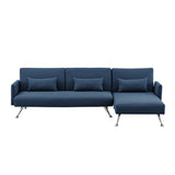 NNEDSZ Sarantino Mia 3-Seater Sofa Bed with Chaise & 3 Pillows - Blue