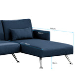NNEDSZ Sarantino Mia 3-Seater Sofa Bed with Chaise & 3 Pillows - Blue