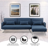 NNEDSZ Sarantino Mia 3-Seater Sofa Bed with Chaise & 3 Pillows - Blue