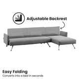 NNEDSZ Sarantino Mia 3-Seater Corner Sofa Bed Chaise and Pillows Dark Grey