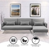 NNEDSZ Sarantino Mia 3-Seater Corner Sofa Bed Chaise and Pillows Dark Grey