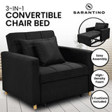 NNEDSZ Sarantino Suri 3-in-1 Convertible Lounge Chair Bed - Black