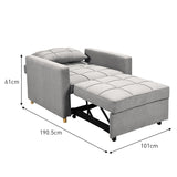 NNEDSZ Sarantino Suri 3-in-1 Convertible Sofa Chair Bed Lounger - Light Grey