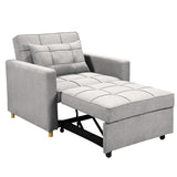 NNEDSZ Sarantino Suri 3-in-1 Convertible Sofa Chair Bed Lounger - Light Grey