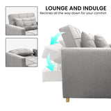 NNEDSZ Sarantino Suri 3-in-1 Convertible Sofa Chair Bed Lounger - Light Grey
