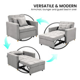 NNEDSZ Sarantino Suri 3-in-1 Convertible Sofa Chair Bed Lounger - Light Grey