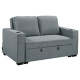 NNEDSZ Sarantino Hoffman Linen Sofa Bed With Cushions & Cup Holders Dark Grey