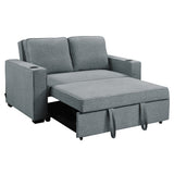 NNEDSZ Sarantino Hoffman Linen Sofa Bed With Cushions & Cup Holders Dark Grey