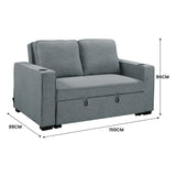 NNEDSZ Sarantino Hoffman Linen Sofa Bed With Cushions & Cup Holders Dark Grey