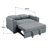 NNEDSZ Sarantino Hoffman Linen Sofa Bed With Cushions & Cup Holders Dark Grey