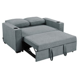 NNEDSZ Sarantino Hoffman Linen Sofa Bed With Cushions & Cup Holders Dark Grey