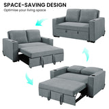 NNEDSZ Sarantino Hoffman Linen Sofa Bed With Cushions & Cup Holders Dark Grey