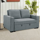 NNEDSZ Sarantino Hoffman Linen Sofa Bed With Cushions & Cup Holders Dark Grey