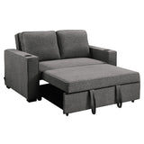 NNEDSZ Sarantino Hoffman Linen Dark Grey Convertible Sofa Bed Couch Lounge With Cushions Cupholders Scandinavian-style Wooden Frame And Legs