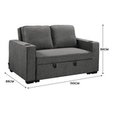 NNEDSZ Sarantino Hoffman Linen Dark Grey Convertible Sofa Bed Couch Lounge With Cushions Cupholders Scandinavian-style Wooden Frame And Legs