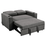 NNEDSZ Sarantino Hoffman Linen Dark Grey Convertible Sofa Bed Couch Lounge With Cushions Cupholders Scandinavian-style Wooden Frame And Legs