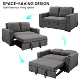 NNEDSZ Sarantino Hoffman Linen Dark Grey Convertible Sofa Bed Couch Lounge With Cushions Cupholders Scandinavian-style Wooden Frame And Legs
