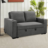 NNEDSZ Sarantino Hoffman Linen Dark Grey Convertible Sofa Bed Couch Lounge With Cushions Cupholders Scandinavian-style Wooden Frame And Legs