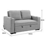 NNEDSZ Sarantino Hoffman Linen Sofa Bed Chair With Cushions &cup Holders Light Grey