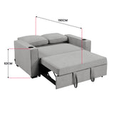 NNEDSZ Sarantino Hoffman Linen Sofa Bed Chair With Cushions &cup Holders Light Grey