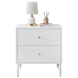 NNEDSZ Sarantino Diego Bedside Table Night Stand With 2 Drawers - White