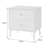 NNEDSZ Sarantino Diego Bedside Table Night Stand With 2 Drawers - White