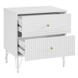 NNEDSZ Sarantino Diego Bedside Table Night Stand With 2 Drawers - White