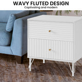 NNEDSZ Sarantino Diego Bedside Table Night Stand With 2 Drawers - White