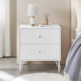 NNEDSZ Sarantino Diego Bedside Table Night Stand With 2 Drawers - White
