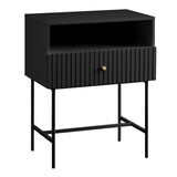 NNEDSZ Sarantino Cecil Slender Fluted Bedside Table in Black