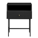NNEDSZ Sarantino Cecil Slender Fluted Bedside Table in Black