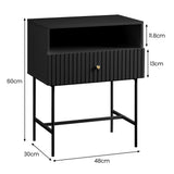 NNEDSZ Sarantino Cecil Slender Fluted Bedside Table in Black