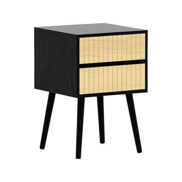 NNEDSZ Sarantino Ivan Bedside Table Night Stand - Black/natural