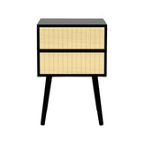 NNEDSZ Sarantino Ivan Bedside Table Night Stand - Black/natural