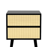 NNEDSZ Sarantino Ivan Bedside Table Night Stand - Black/natural