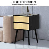 NNEDSZ Sarantino Ivan Bedside Table Night Stand - Black/natural