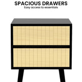 NNEDSZ Sarantino Ivan Bedside Table Night Stand - Black/natural