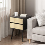NNEDSZ Sarantino Ivan Bedside Table Night Stand - Black/natural