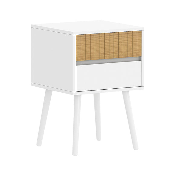 NNEDSZ Sarantino Clio Bedside Table Night Stand - White/natural
